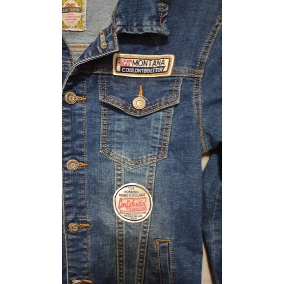 Jeans Fashion Embroidered Jean Jacket Button Up Mens Size M - Picture 2 of 7